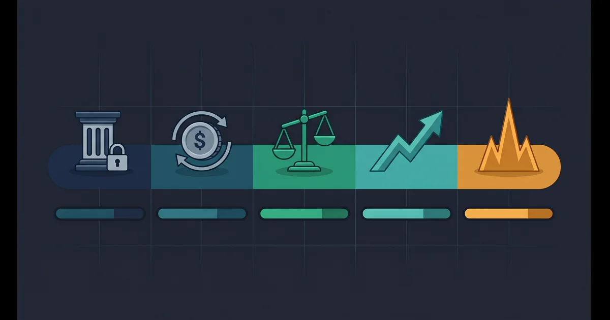 Types of Stocks Explained: Dividends, Growth, Value, Income, and More Stock types risk spectrum — from safe income-generating positions to speculative high-volatility stocks